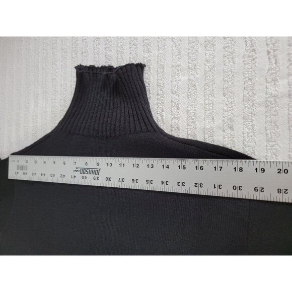 SooLinen Womens Cross Zipper Turtleneck Crop Sweater One Size Black Pullover New - Picture 4 of 6
